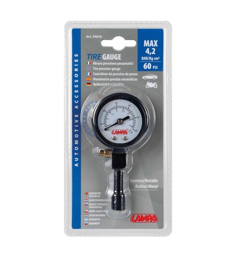 Manometro in metallo pressione pneumatici max 4 2 bar 60 psi auto moto cami