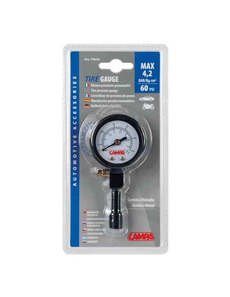 Manometro in metallo pressione pneumatici max 4 2 bar 60 psi auto moto cami