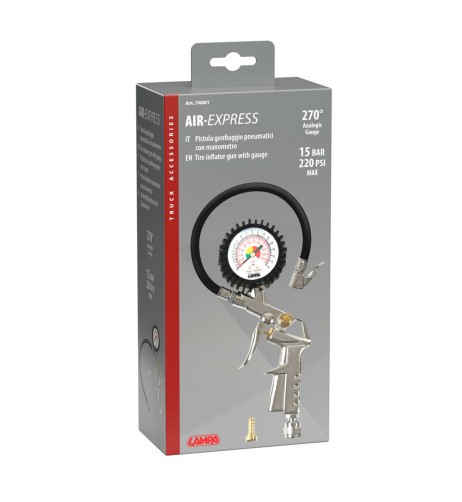 Pistola gonfiaggio pneumatici con manometro auto moto camion