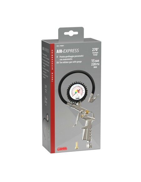 Pistola gonfiaggio pneumatici con manometro auto moto camion