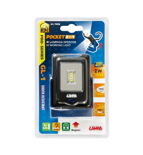 Lampada LED Ispezione in plastica antiurto con torcia 180lm