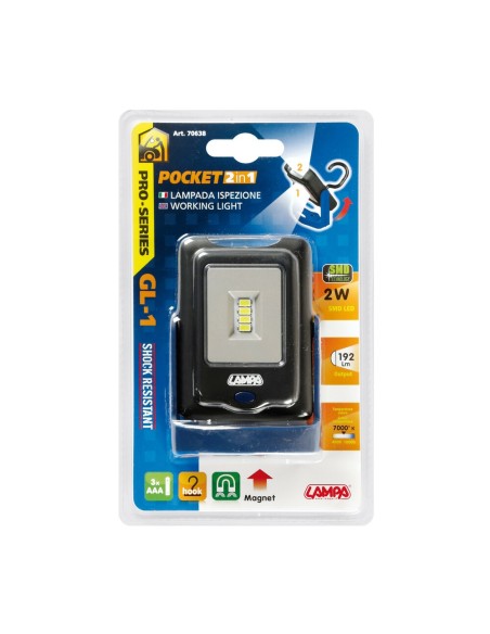 Lampada LED Ispezione in plastica antiurto con torcia 180lm