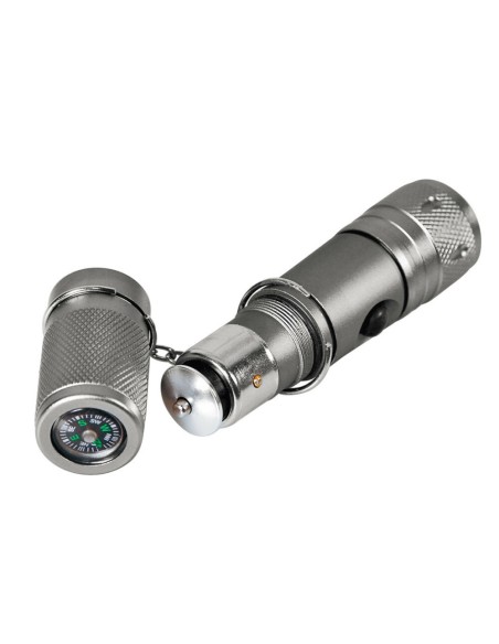 Torcia LED alluminio 1W ricaricabile nella presa accendisigari 12V