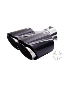 Terminale scarico universale carbonio doppio rotondo disassato 40 64mm TRX 