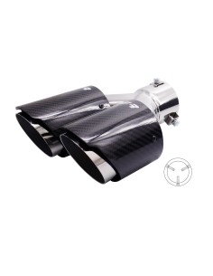 Terminale scarico universale carbonio doppio rotondo disassato 40 64mm TRX 