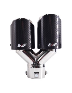 Terminale scarico universale carbonio doppio rotondo disassato 40 64mm TRX  2