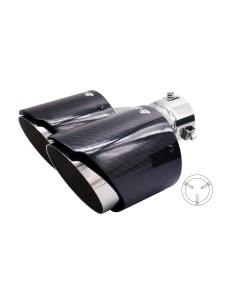 Terminale scarico universale carbonio doppio rotondo disassato 38 64mm TRX 