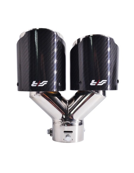 Terminale scarico universale carbonio doppio rotondo disassato 38 64mm TRX 