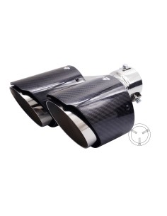 Terminale scarico universale carbonio doppio rotondo disassato 38 64mm TRX 