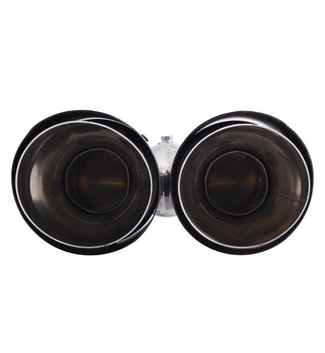 Terminale scarico universale carbonio doppio rotondo disassato 38 64mm TRX 