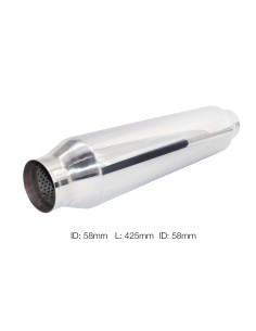 Silenziatore universale inox lucido uscita rotonda 58mm ESR7 425mm