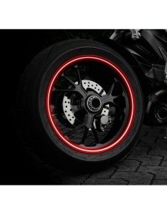 Profilo adesivo per 2 cerchi moto o 4 cerchi auto Rosso riflettente 2