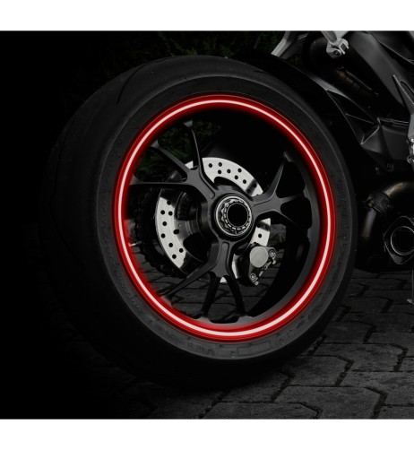 Profilo adesivo per 2 cerchi moto o 4 cerchi auto Rosso riflettente