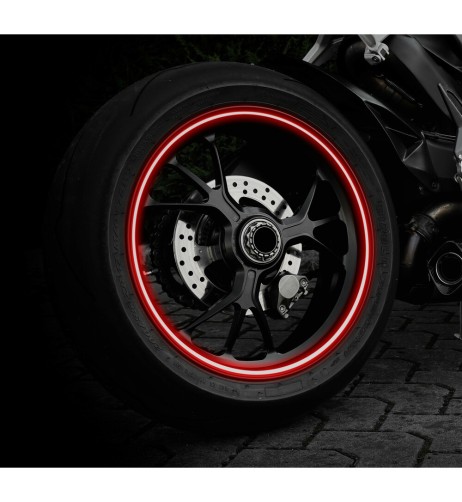 Profilo adesivo per 2 cerchi moto o 4 cerchi auto Rosso riflettente
