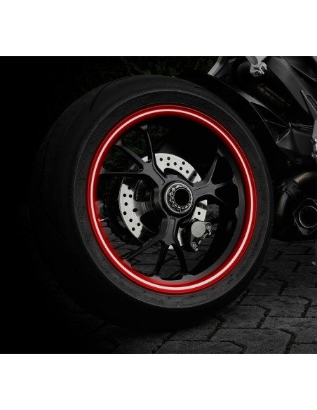 Profilo adesivo per 2 cerchi moto o 4 cerchi auto Rosso riflettente
