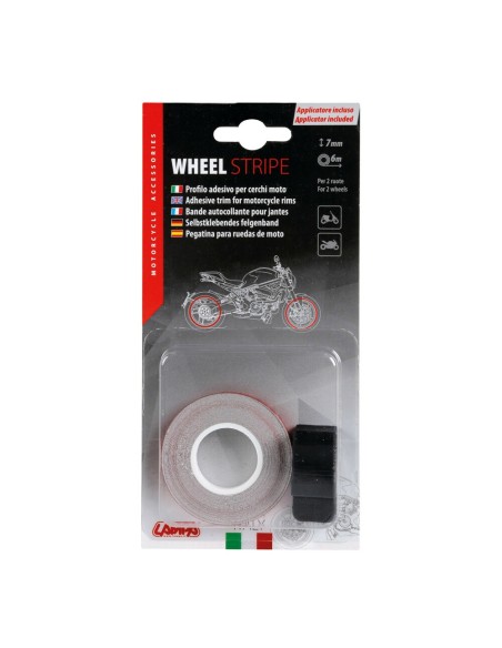 Profilo adesivo per 2 cerchi moto o 4 cerchi auto Rosso riflettente
