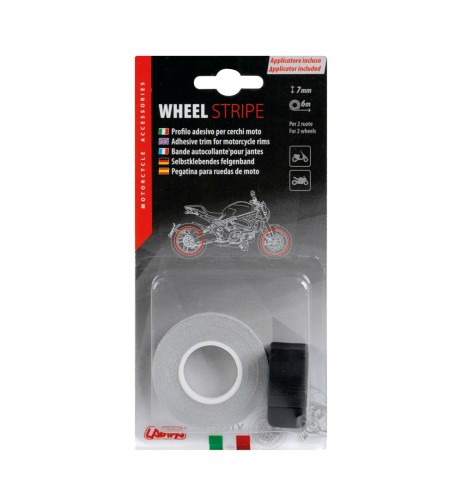 Profilo adesivo per 2 cerchi moto o 4 cerchi auto Bianco riflettente