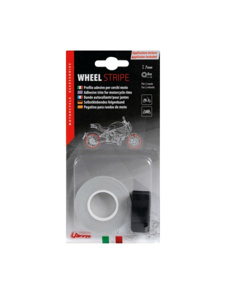 Profilo adesivo per 2 cerchi moto o 4 cerchi auto Bianco riflettente