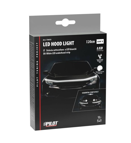 Striscia sottocofano Impermeabile a Led bianchi 120cm 12V