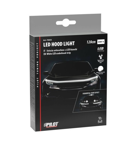 Striscia sottocofano Impermeabile a Led bianchi 120cm 12V