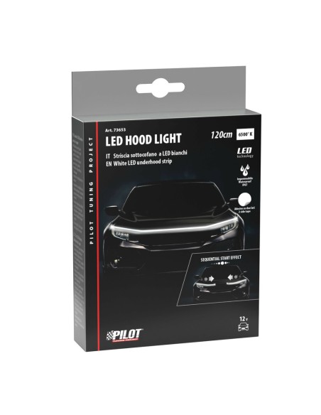 Striscia sottocofano Impermeabile a Led bianchi 120cm 12V