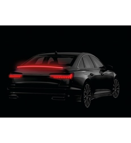 Spoiler carbon look adesivo con striscia luminosa led rossi 120cm 12V