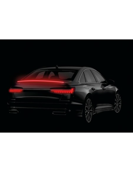 Spoiler carbon look adesivo con striscia luminosa led rossi 120cm 12V