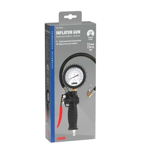 Gonfia pneumatici con manometro di precisione max 12 bar