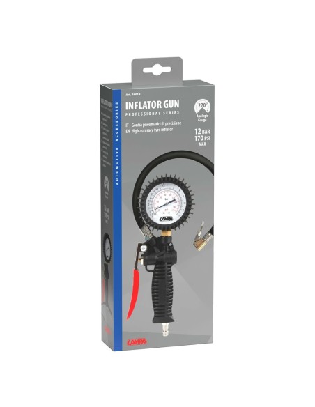 Gonfia pneumatici con manometro di precisione max 12 bar
