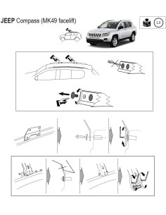 Kit barre portatutto portapacchi LP65 per Jeep Compass 2011 2016 2