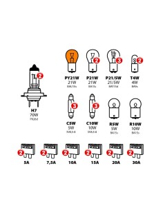 Valigetta kit lampade ricambio 30pz Lampa 24V 2x H7 2