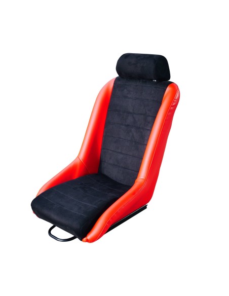 Sedile sportivo non reclinabile Simoni Racing Vintage velluto e pelle rossa