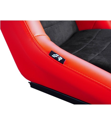 Sedile sportivo non reclinabile Simoni Racing Vintage velluto e pelle rossa