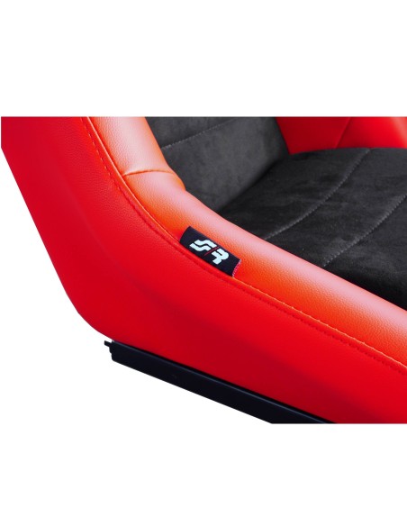 Sedile sportivo non reclinabile Simoni Racing Vintage velluto e pelle rossa