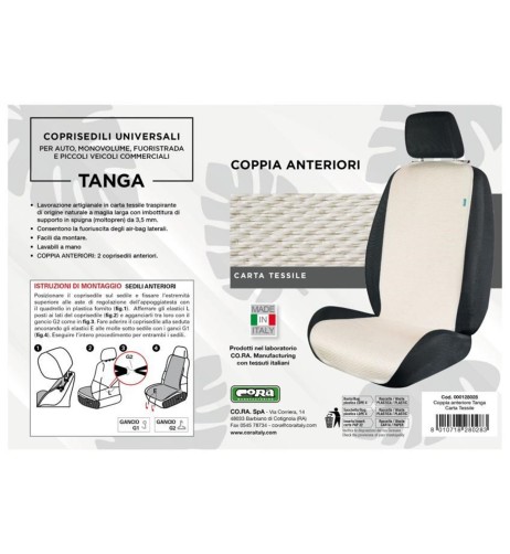 Coppia coprisedili anteriori universali in carta tessile traspirante