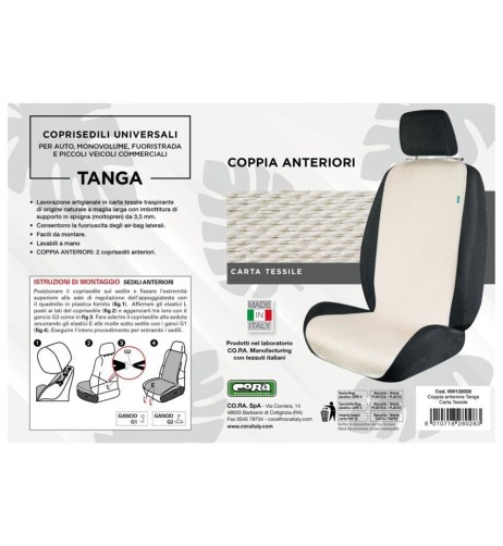 Coppia coprisedili anteriori universali in carta tessile traspirante