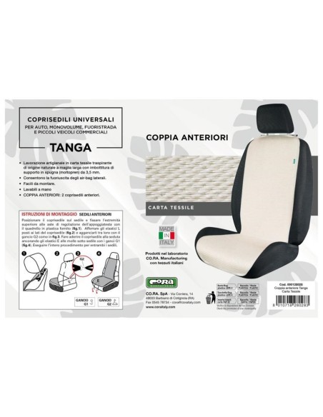 Coppia coprisedili anteriori universali in carta tessile traspirante