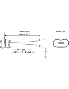 Tromba pneumatica bitonale ad aria compressa per interno 39cm 2