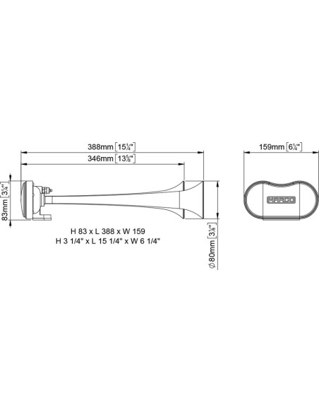 Tromba pneumatica bitonale ad aria compressa per interno 39cm