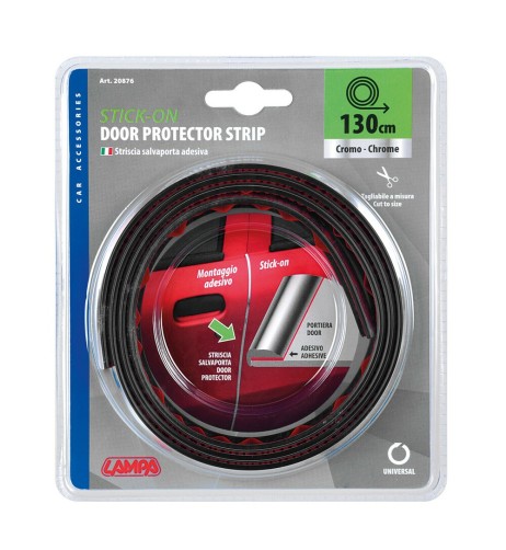 Striscia salvaporta adesiva 130cm colore cromo 130cm per auto