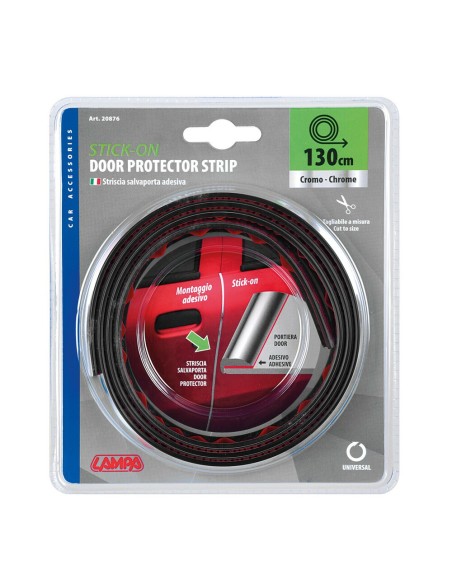 Striscia salvaporta adesiva 130cm colore cromo 130cm per auto