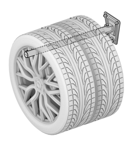 Set 2 ganci porta gomme e cerchioni da parete richiudibili