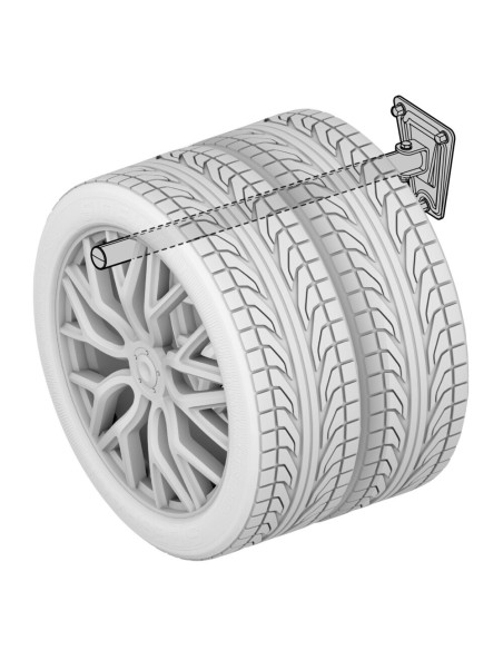 Set 2 ganci porta gomme e cerchioni da parete richiudibili