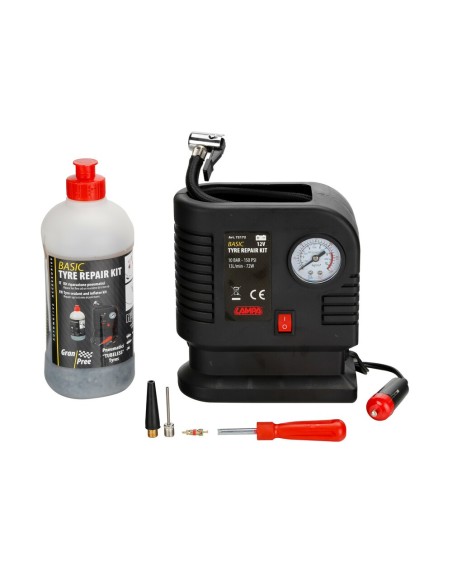 Kit riparazione pneumatici con compressore 12V