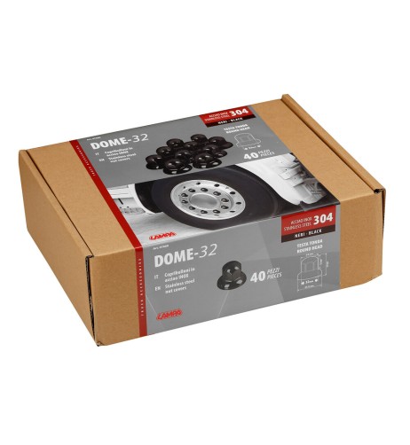 Set 40 copribulloni testa tonda in acciaio inox nero 32mm