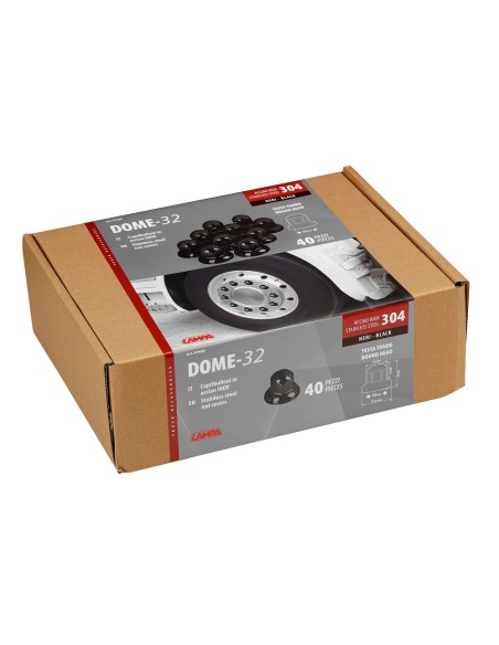 Set 40 copribulloni testa tonda in acciaio inox nero 32mm