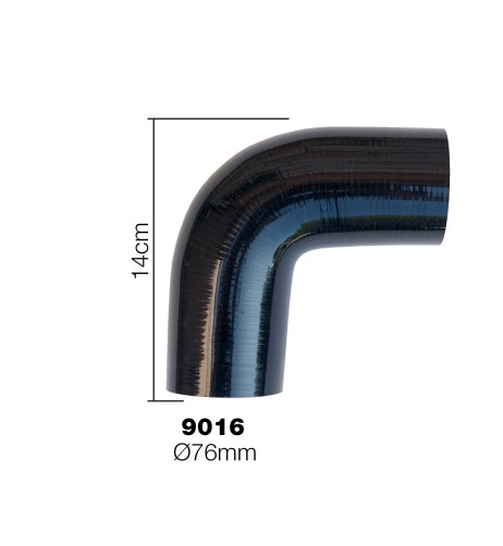 Manicotto Manitor in silicone rinforzato nero Curva 90 gradi 76mm