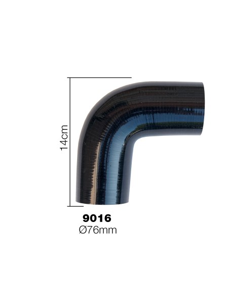 Manicotto Manitor in silicone rinforzato nero Curva 90 gradi 76mm