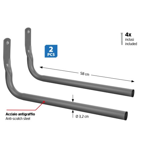 Set 2 ganci porta gomme e cerchioni da parete