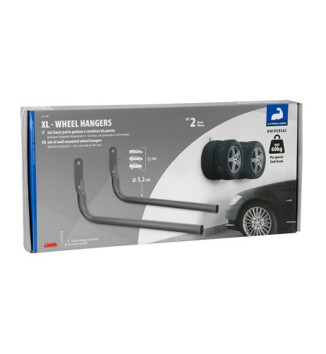 Set 2 ganci porta gomme e cerchioni da parete